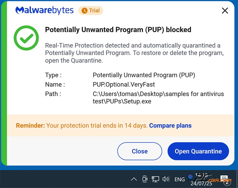 malwarebytes meldingen