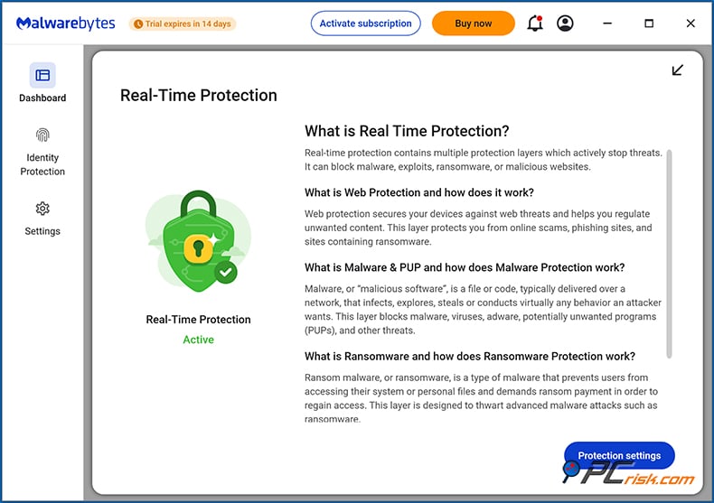 malwarebytes realtime bescherming