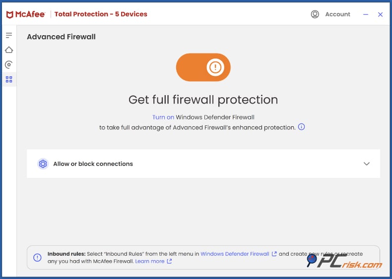 mcafee firewall