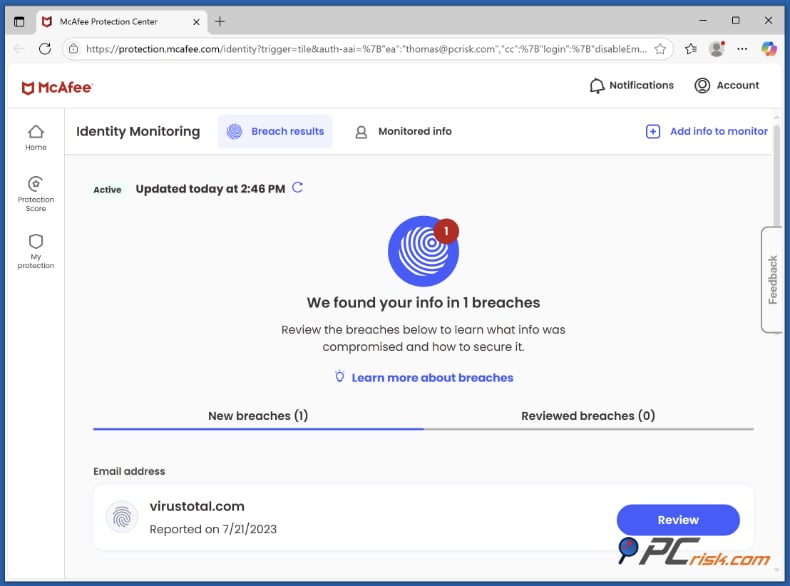 mcafee identiteitscontrole