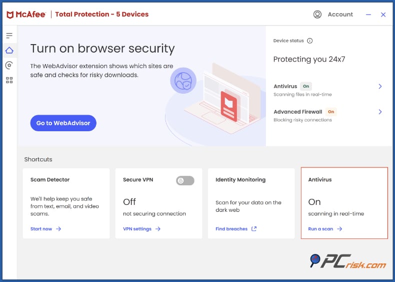 mcafee realtime bescherming