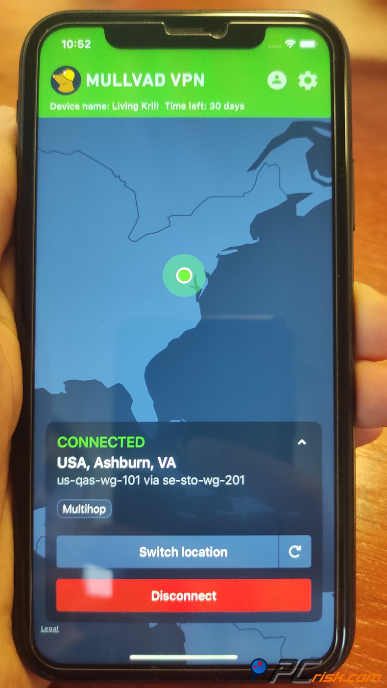 Mullivad voor het instellingenmenu van iOS