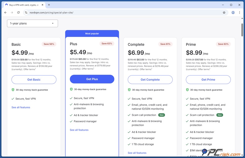 NordVPN prijsstelling