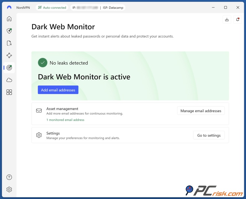 NordVPN Dark Web Monitor