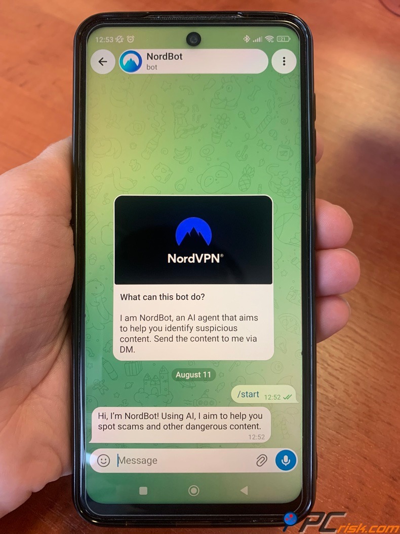 NordVPN NordBot On telegram