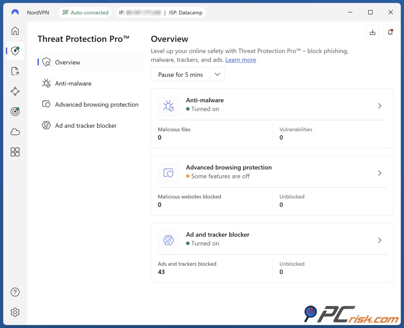 NordVPN Bescherming tegen bedreigingen