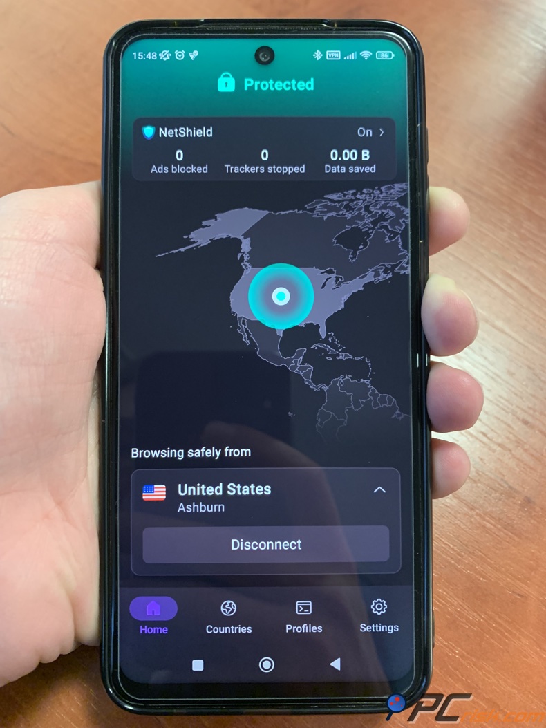Proton VPN app voor Android-dashboard