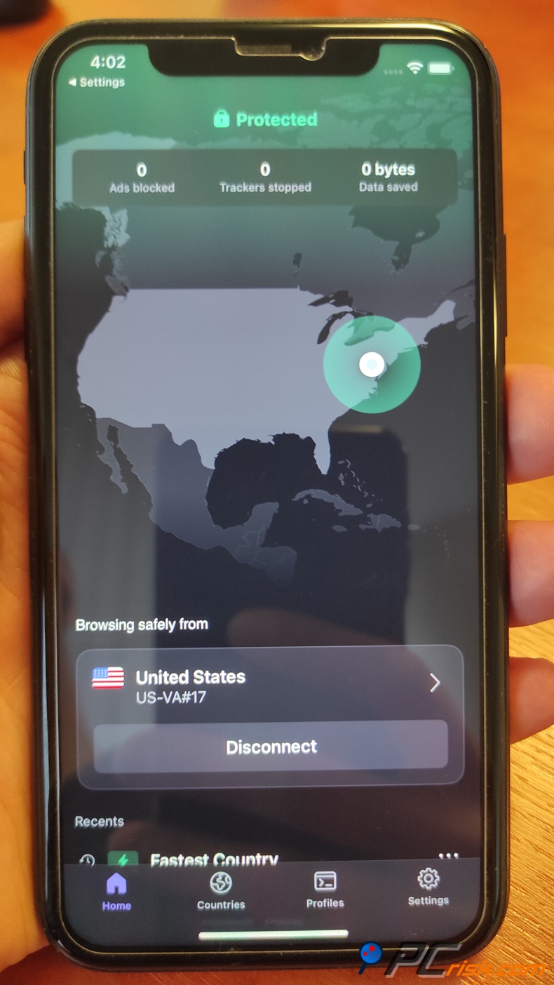 Proton VPN app voor iOS-dashboard