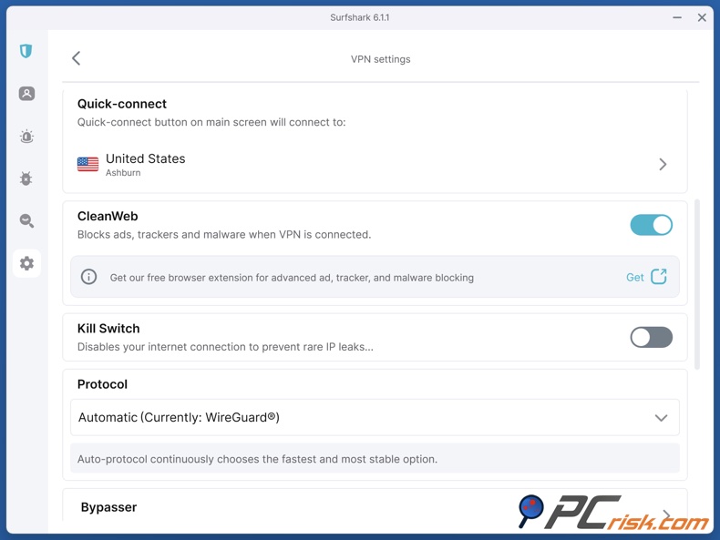 Enabling CleanWeb op Surfshark VPN