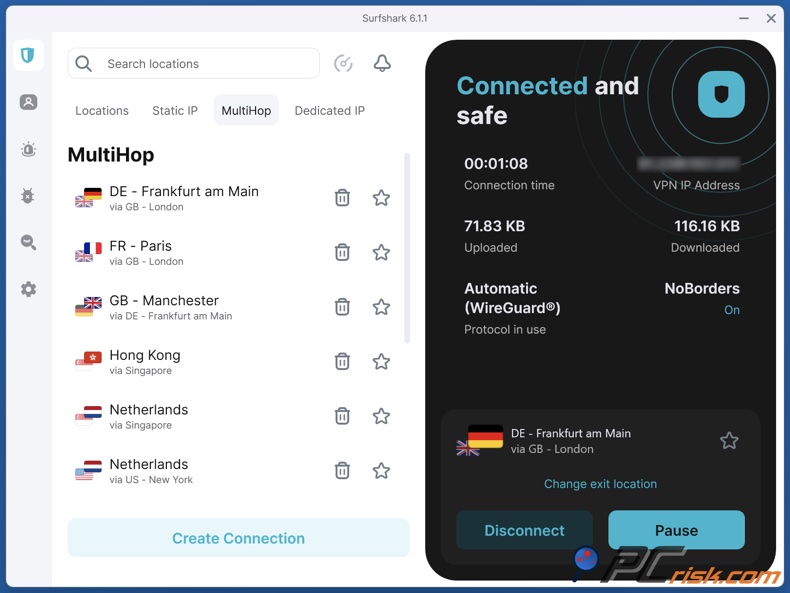Surfshark desktop app MultiHop