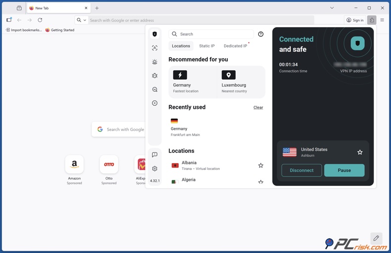 Surfshark VPN extensie voor Firefox