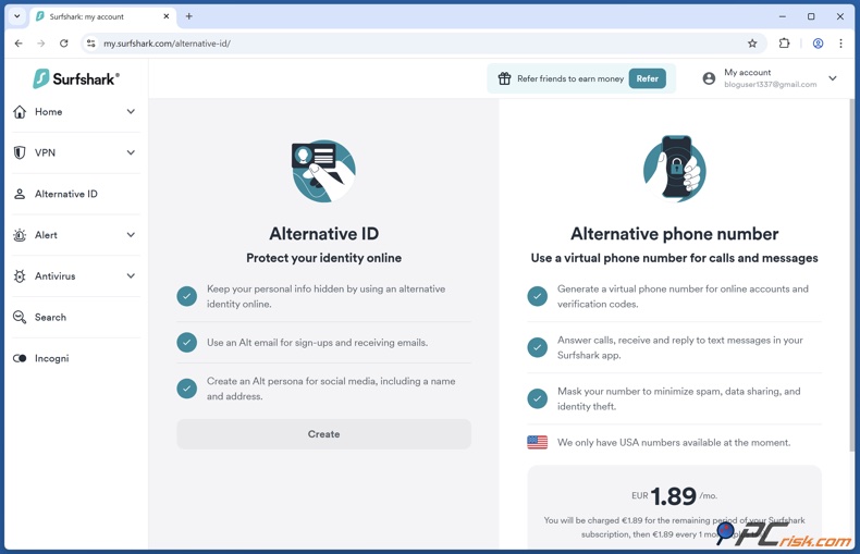 Surfshark Afwisselend ID