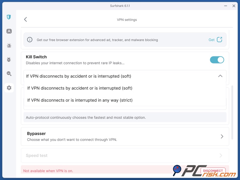 Surfshark Noodstopknop