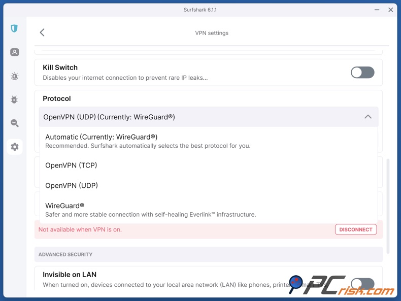 Surfshark VPN Protocollen