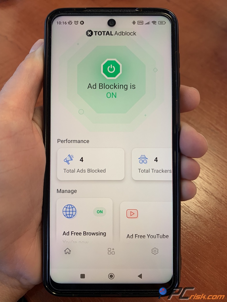 Total Adblock voor Android-startscherm