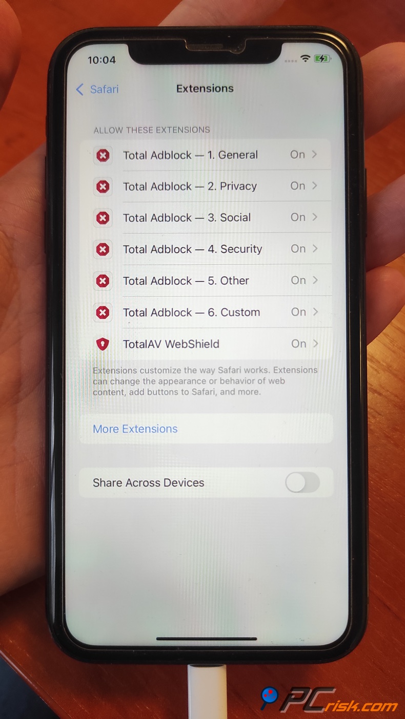 Total Adblock extensie voor Safari op iOS