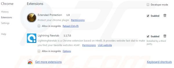 Verwijder Aartemis uit de Google Chrome extensies