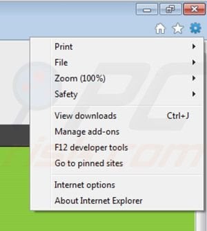 Removing ads by sense from Internet Explorer step 1