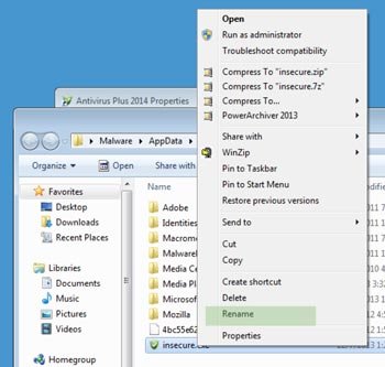 Antivirus Plus 2014 veranderen naam uitvoerbaar bestand