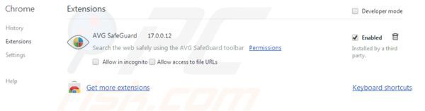 AVG search uit Google Chrome extensies verwijderen