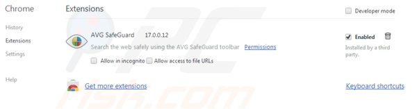 AVG search uit Google Chrome extensies verwijderen