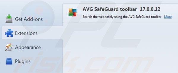 AVG Search verwijderen uit de Mozilla Firefox extensies