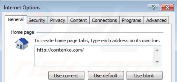 Verwijder Contenko.com als Internet Explorer startpagina
