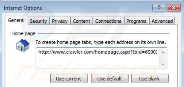 Verwijder crawler.com als startpagina in Internet Explorer