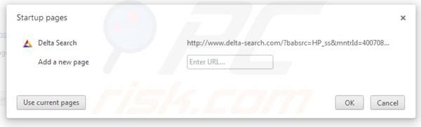 Delta Search startpagina in Google Chrome