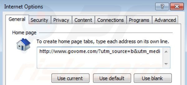 Govome search verwijderen als Internet Explorer startpagina