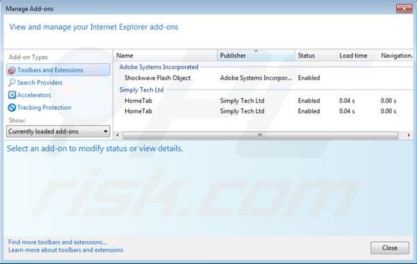 Hometab verwijdering uit Intenret Explorer stap 2