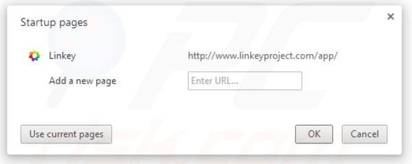 Verwijder het linkey project als startpagina in Google Chrome