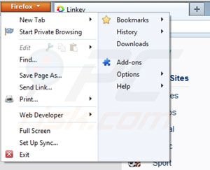 Verwijder Linkey uit Mozilla Firefox stap 1