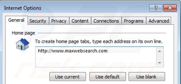 Verwijder Maxwebsearch.com als Internet Explorer startpagina