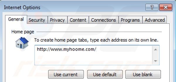 Verwijder myhoome.com als startpagina in Internet Explorer stap 2