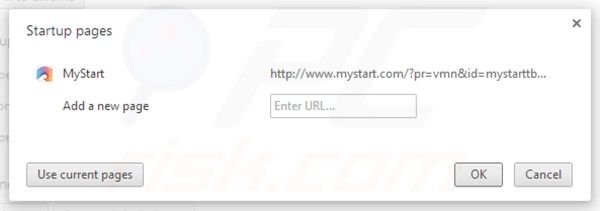 Verwijder mystart.com als startpagina in Google Chrome