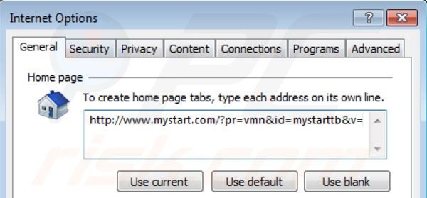 Verwijder mystart.com als startpagina in Internet Explorer