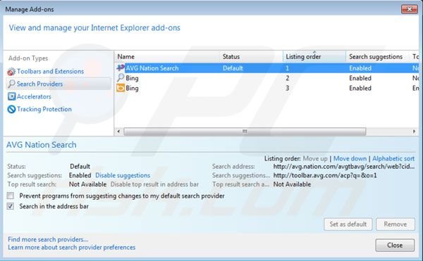 Nation search standaard zoekmachine in Internet Explorer