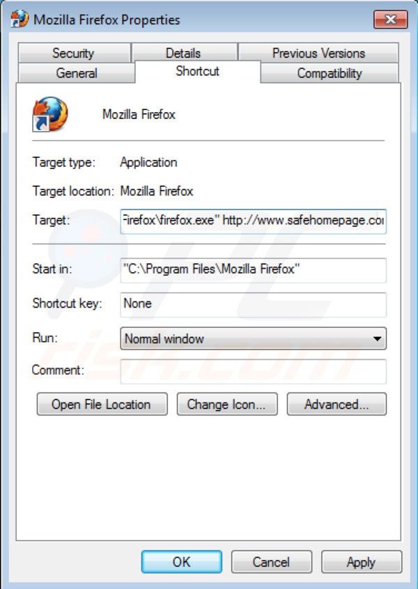 Safehomepage verwijdering uit Mozilla Firefox