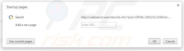 Verwijder websearch.searchbomb.com als startpagina in Google Chrome 