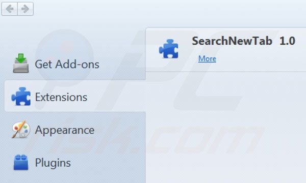 Verwijder websearch.searchbomb.info uit de Mozilla Firefox extensies