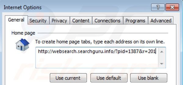 Verwijder websearch.searchguru.info als startpagina in Internet Explorer