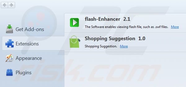Verwijder Shopping suggestion uit Mozilla Firefox stap 2