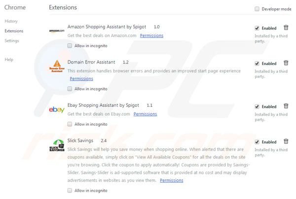 Verwijder Spigot uit de Google Chrome extensies
