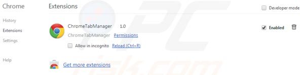 Verwijder whitesmoke search uit de Google Chrome extensies