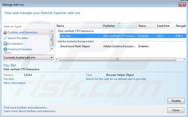Verwijder You-bar uit Internet Explorer stap 2