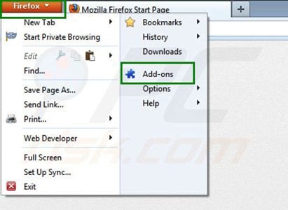 Zoom downloader verwijderen uit de Mozilla Firefox extensies stap 1