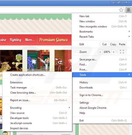 Verwijder Arcadeparlor uit de Google Chrome extensies stap 1