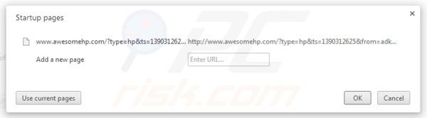 Verwijder awesomehp.com als startpagina uit Google Chrome