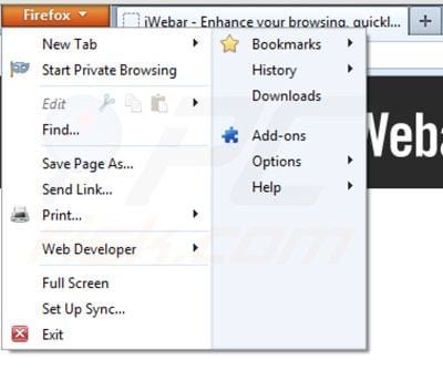 Verwijder iWebar uit Mozilla Firefox stap 1